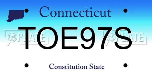 TOE97S Connecticut License Plate