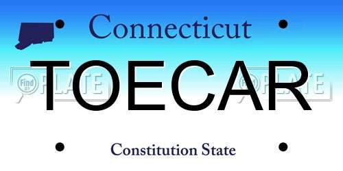 TOECAR Connecticut License Plate