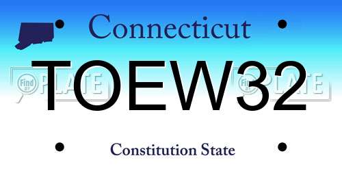 TOEW32 Connecticut License Plate