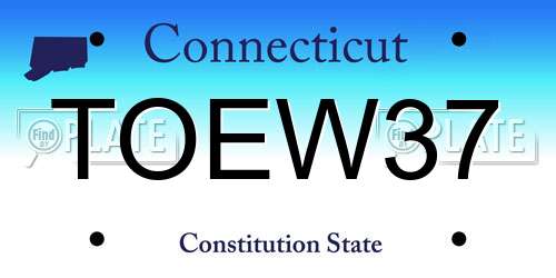 TOEW37 Connecticut License Plate