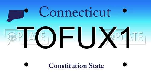 TOFUX1 Connecticut License Plate