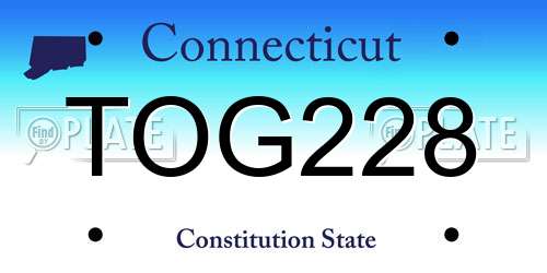TOG228 Connecticut License Plate