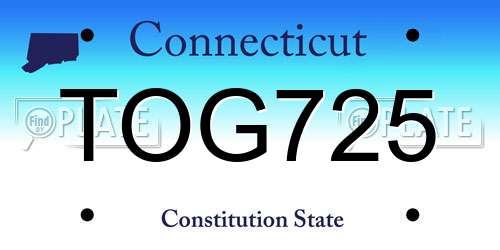 TOG725 Connecticut License Plate