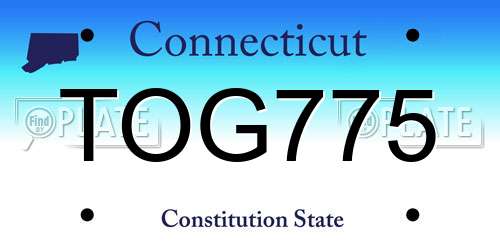 TOG775 Connecticut License Plate