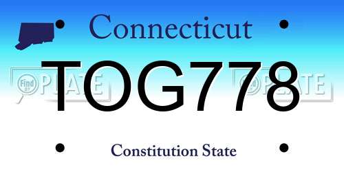 TOG778 Connecticut License Plate