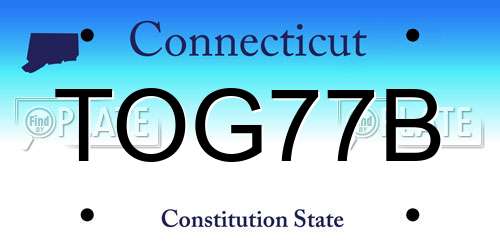 TOG77B Connecticut License Plate