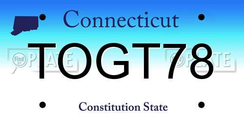 TOGT78 Connecticut License Plate