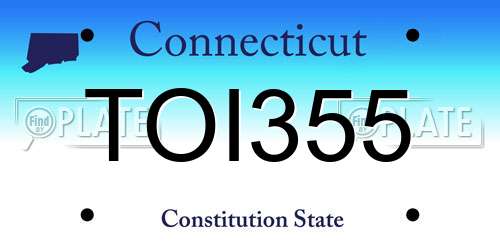 TOI355 Connecticut License Plate