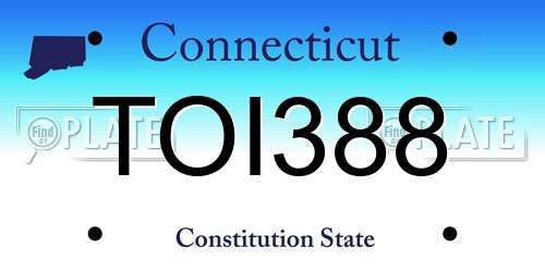 TOI388 Connecticut License Plate