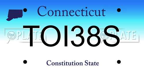 TOI38S Connecticut License Plate