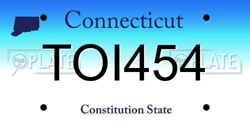 TOI454 Connecticut License Plate