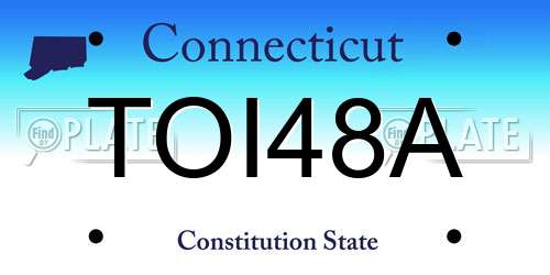 TOI48A Connecticut License Plate