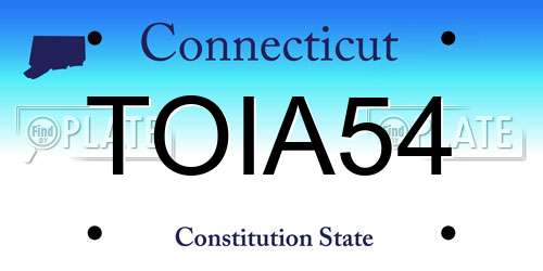 TOIA54 Connecticut License Plate