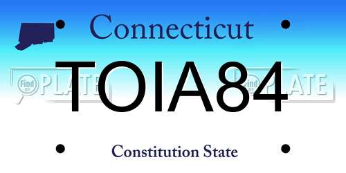 TOIA84 Connecticut License Plate