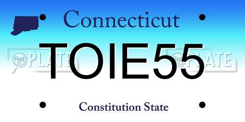 TOIE55 Connecticut License Plate