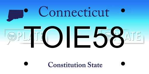 TOIE58 Connecticut License Plate
