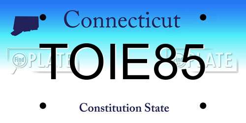 TOIE85 Connecticut License Plate