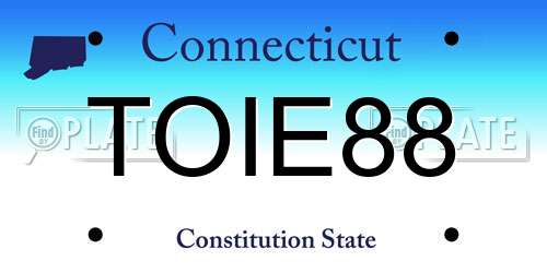TOIE88 Connecticut License Plate