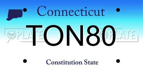 TON80 Connecticut License Plate
