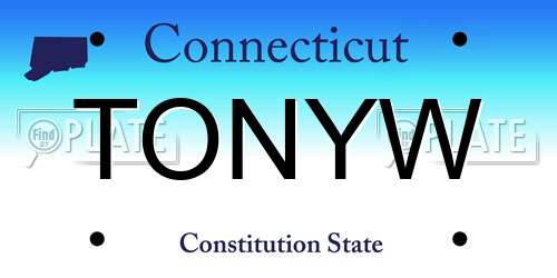TONYW Connecticut License Plate