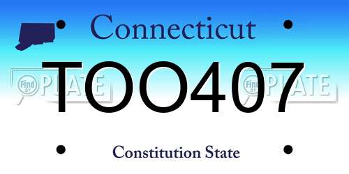 TOO407 Connecticut License Plate