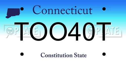 TOO40T Connecticut License Plate
