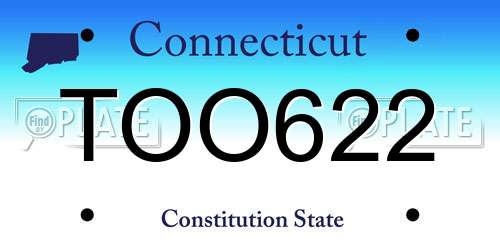 TOO622 Connecticut License Plate