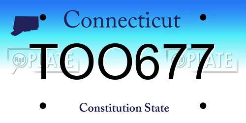 TOO677 Connecticut License Plate