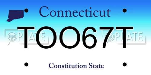 TOO67T Connecticut License Plate