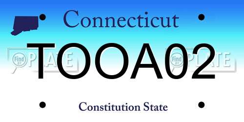 TOOA02 Connecticut License Plate