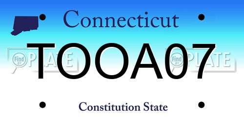 TOOA07 Connecticut License Plate