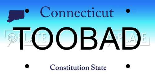 TOOBAD Connecticut License Plate