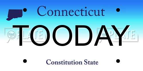 TOODAY Connecticut License Plate