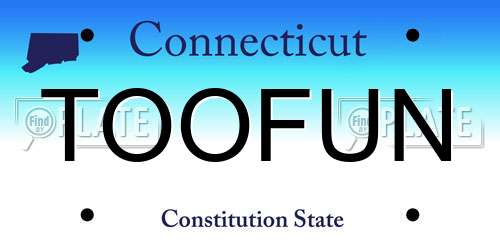 TOOFUN Connecticut License Plate