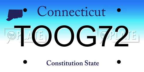 TOOG72 Connecticut License Plate