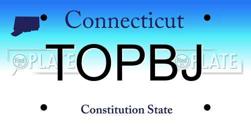 TOPBJ Connecticut License Plate