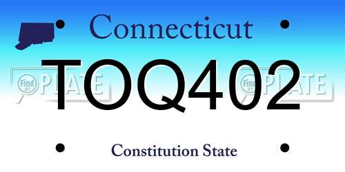 TOQ402 Connecticut License Plate