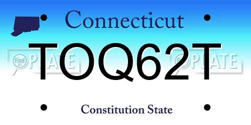 TOQ62T Connecticut License Plate