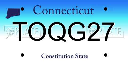 TOQG27 Connecticut License Plate