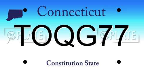 TOQG77 Connecticut License Plate