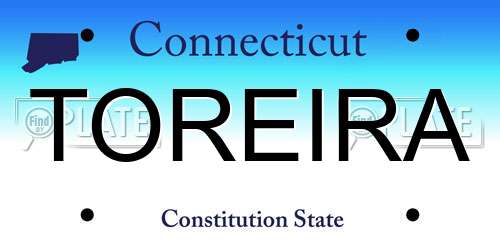 TOREIRA Connecticut License Plate