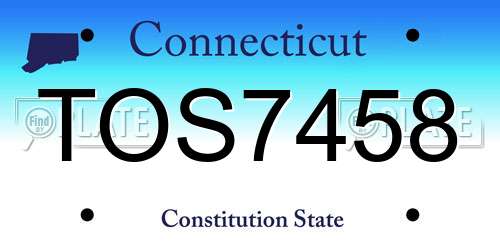 TOS7458 Connecticut License Plate