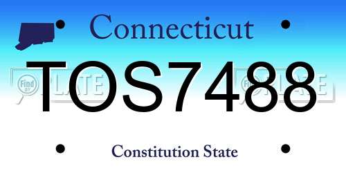 TOS7488 Connecticut License Plate