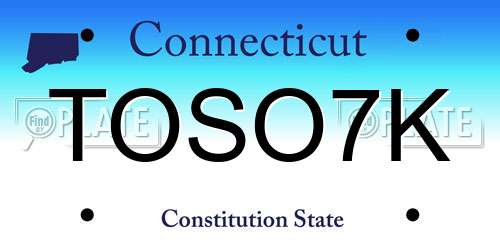 TOSO7K Connecticut License Plate