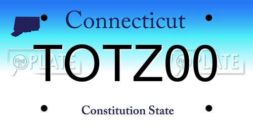TOTZ00 Connecticut License Plate