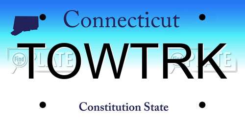 TOWTRK Connecticut License Plate