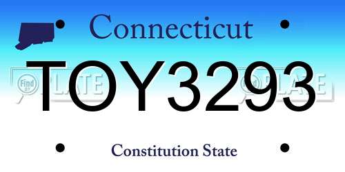 TOY3293 Connecticut License Plate