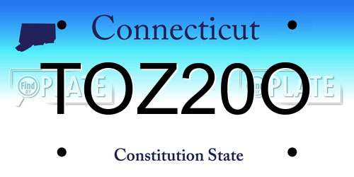 TOZ20O Connecticut License Plate