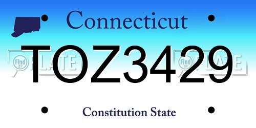 TOZ3429 Connecticut License Plate