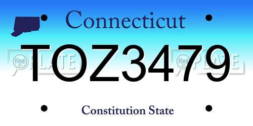 TOZ3479 Connecticut License Plate